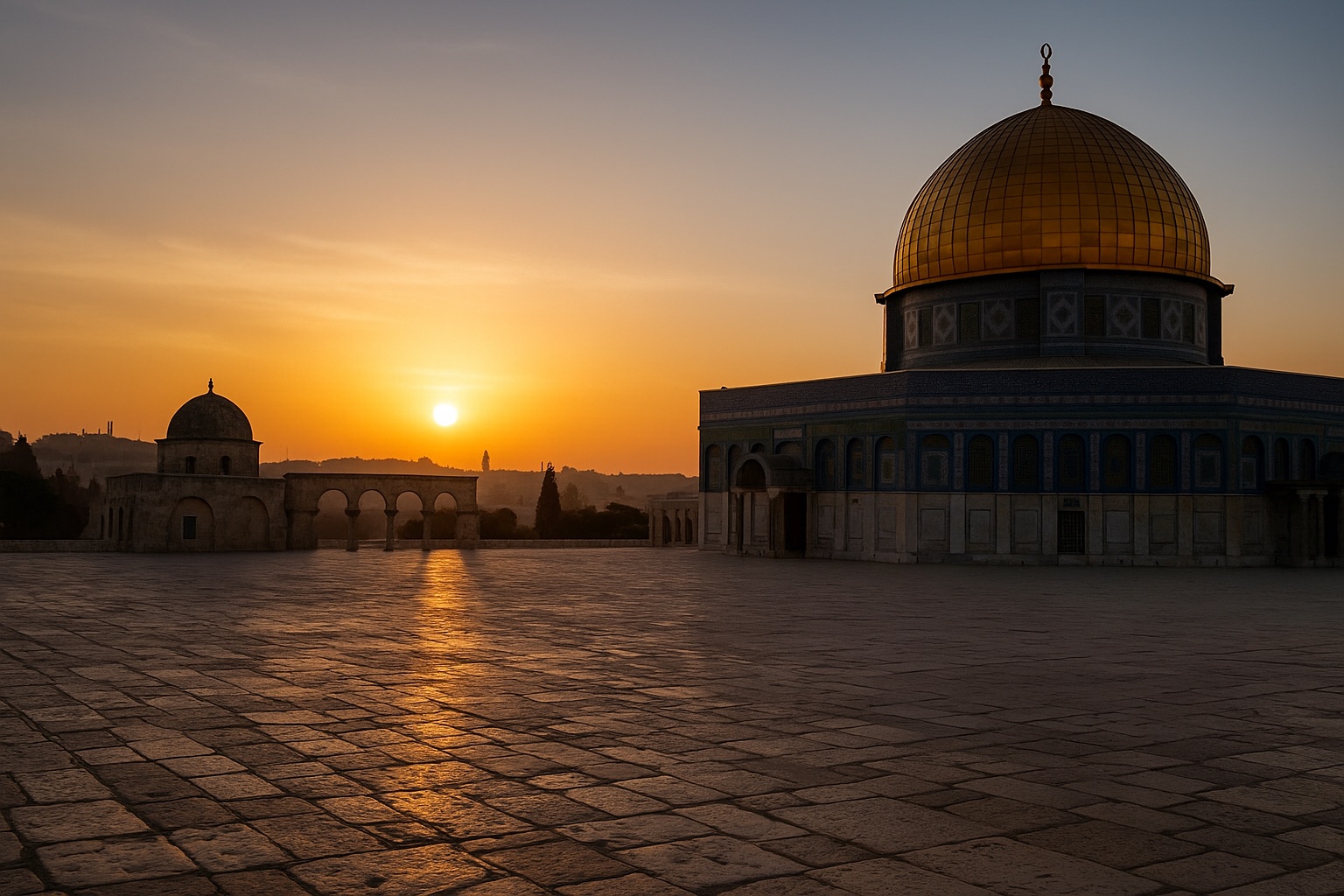 Dome of the Rock at sunset in Jerusalem
